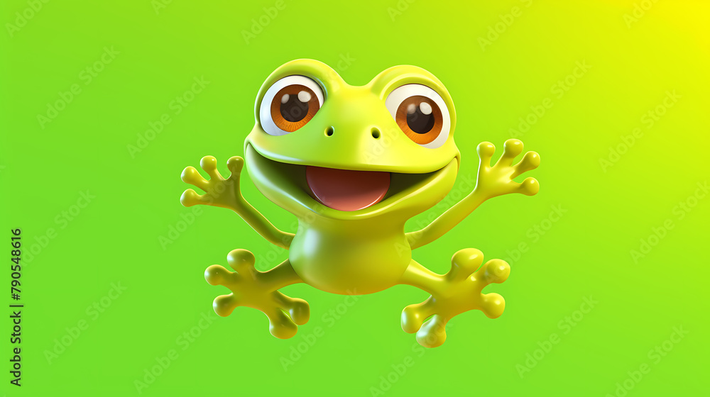 Cute cartoon animation style frog jumping in the air Cute cartoon animation style frog jumping in the air
