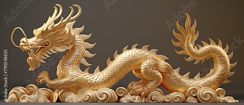 Wallpaper Mural Chinese dragon, enormous and golden. Torontodigital.ca