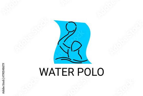 water polo vector line icon. playing water polo. sport pictogram illustration.