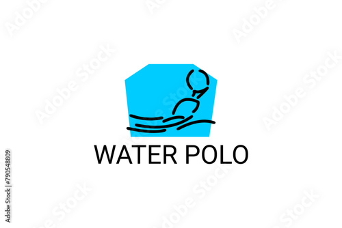 water polo vector line icon. playing water polo. sport pictogram illustration.