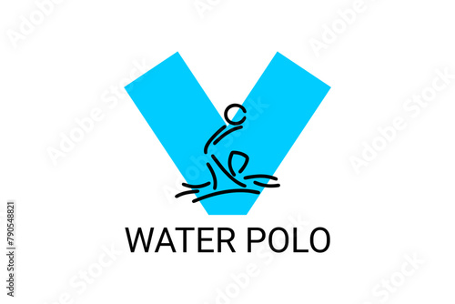 water polo vector line icon. playing water polo. sport pictogram illustration.