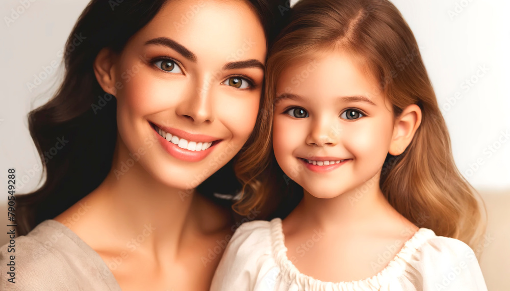 A smiling mother with her little daughter. Нappy mother hugging her daughter. Family concept. A smiling mother with her little daughter. Нappy mother hugging her daughter. Family concept.