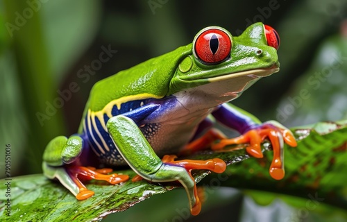 Colorful Red-Eyed Tree Frog in Natural Habitat
