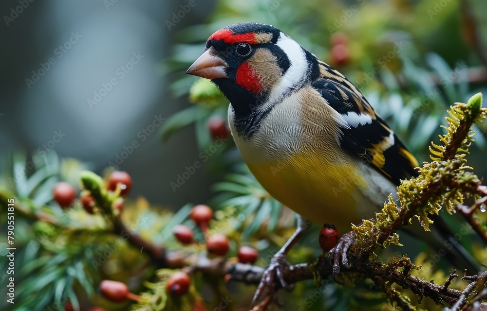 Obraz premium European Goldfinch in Natural Habitat