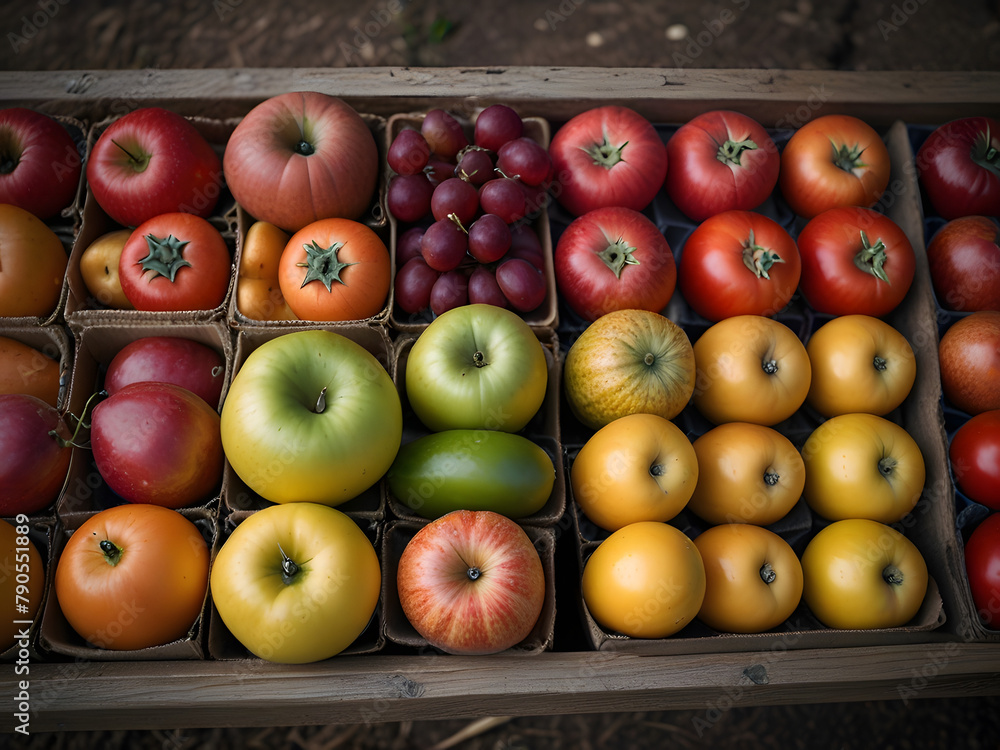 red and green apples in box, red and green apples, tomatoes in a box, fruits and vegetables in a market, fruits and vegetables at the market, fruits and vegetables, fruits and vegetables on the market