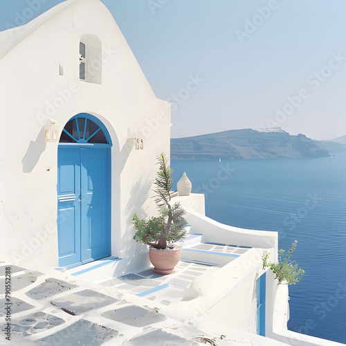 greek church in island. Generative AI