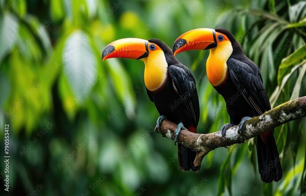 Fototapeta premium Vibrant Toucans in Lush Forest