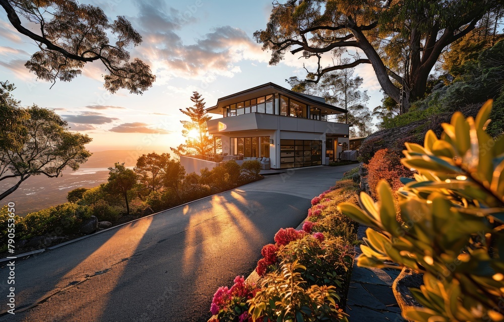 Sunset Serenity: Modern Hillside Home