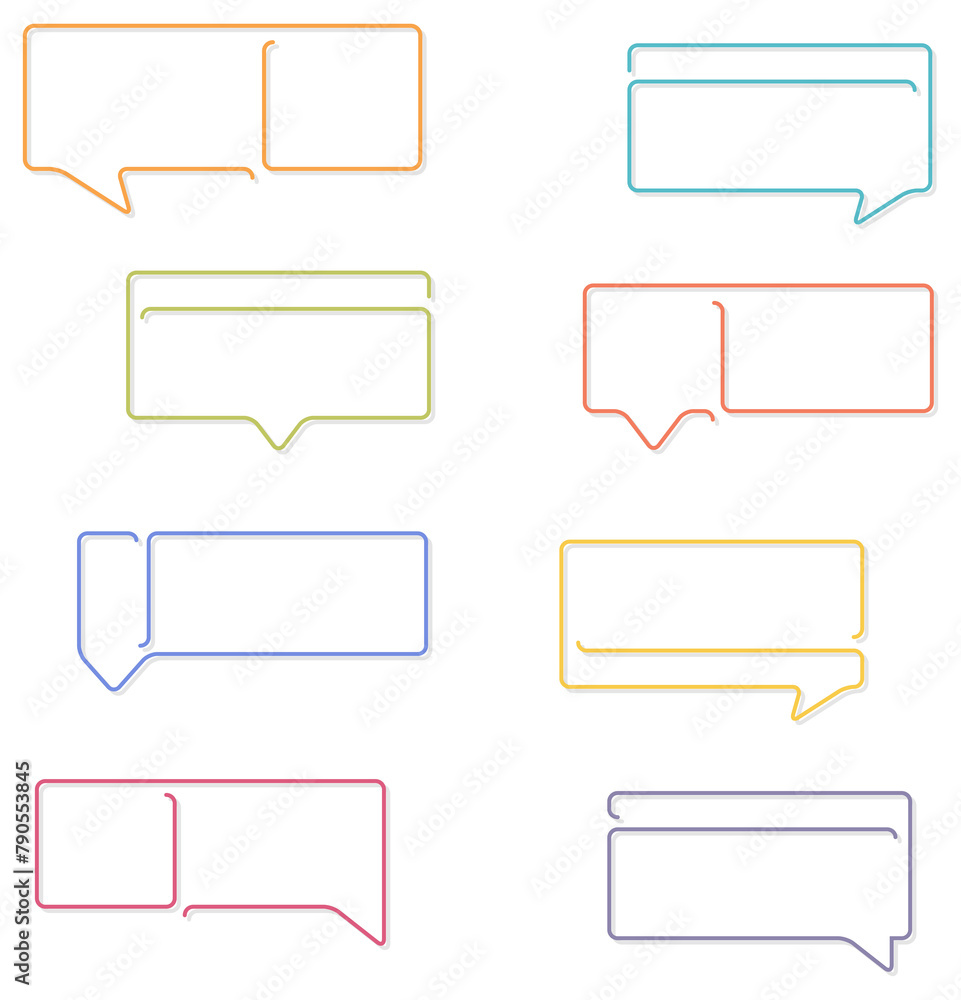 Flat line colored speech bubbles Flat line colored speech bubbles