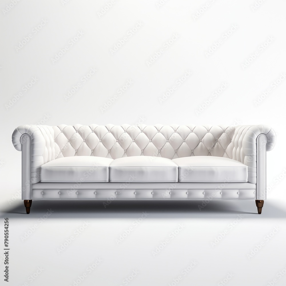Obraz premium Classic White Tufted Leather Sofa