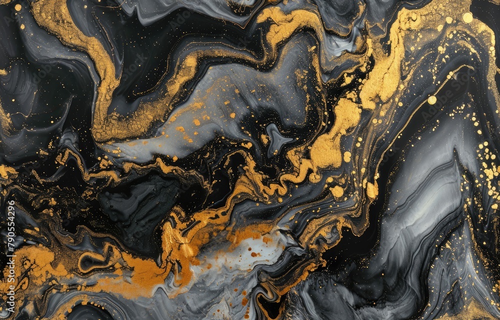 Black and Gold Abstract Swirls