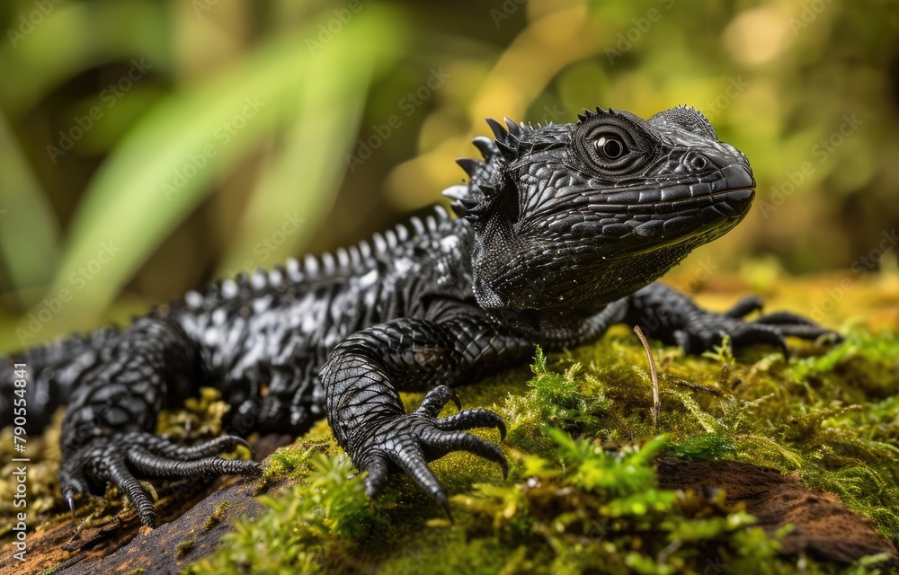 Naklejka premium Black Spiny-Tailed Iguana in Forest