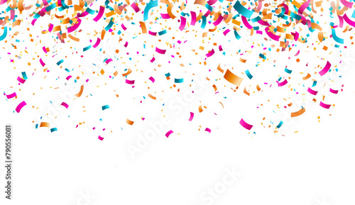 falling colorful confetti isolated on transparent background cutout
