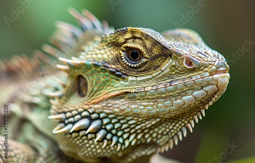 Vivid Green Iguana Portrait