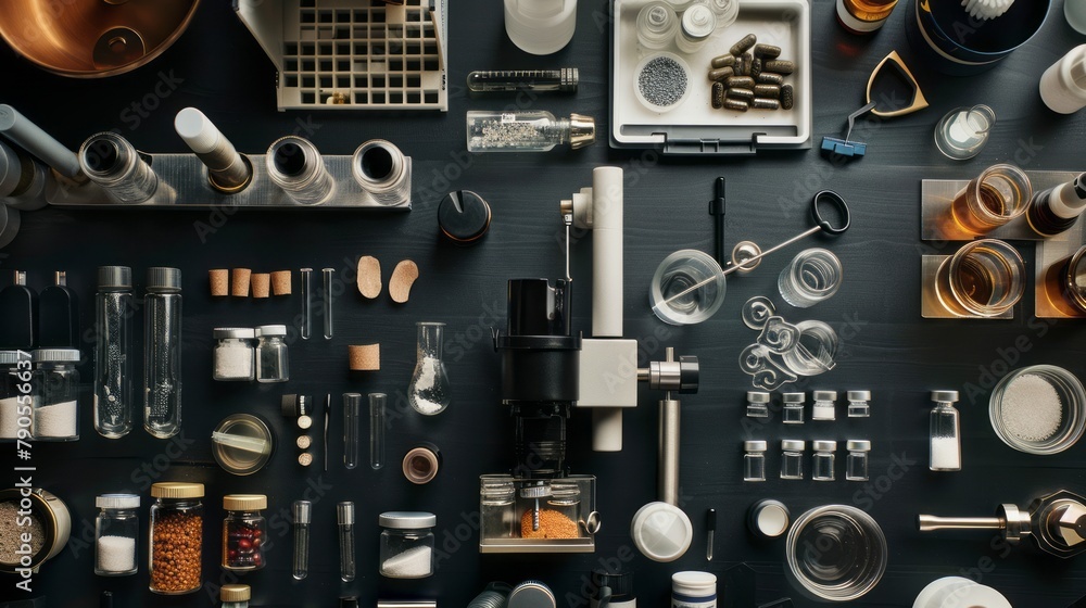 The concept of Science, Technology, Engineering, and Medicine (STEM) Day, top view. with copy space for text The concept of Science, Technology, Engineering, and Medicine (STEM) Day, top view. with copy space for text