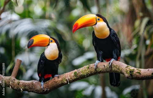 Vibrant Toucans in Tropical Forest