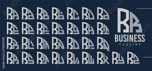 Bundle of abstract quarter circle letter R RR logo design