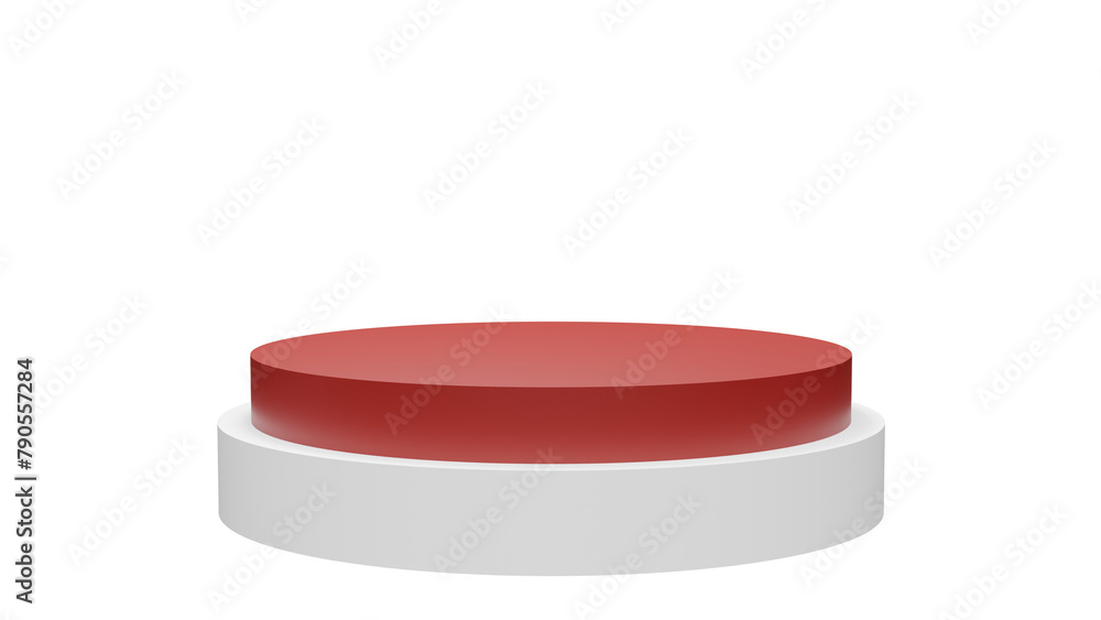 a red and white pedestal with a white base a red and white pedestal with a white base