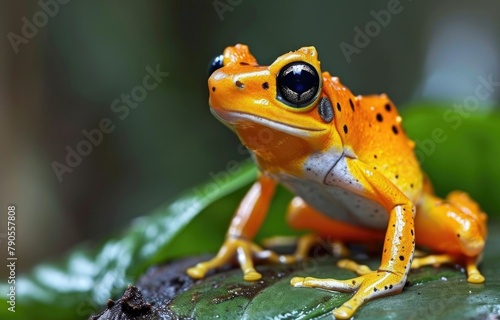 Vibrant Orange Frog on Leaf