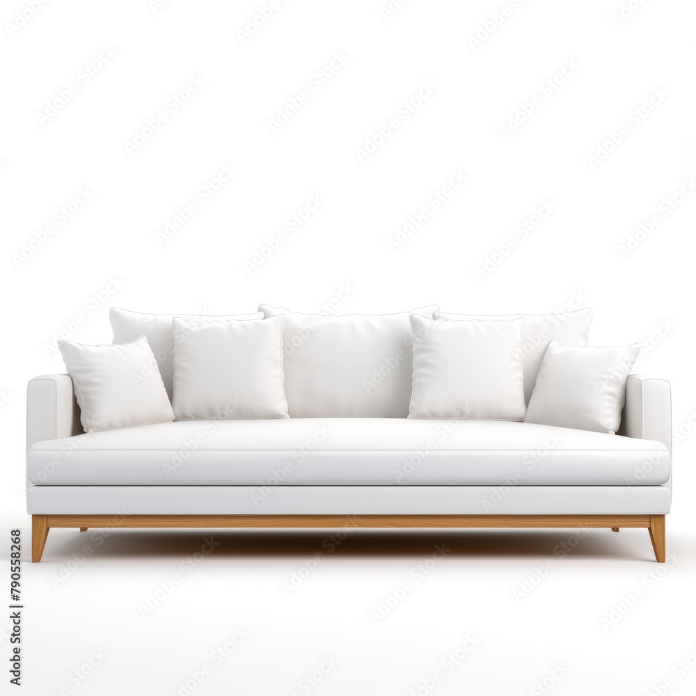 Fototapeta premium Modern White Sofa with Cushions