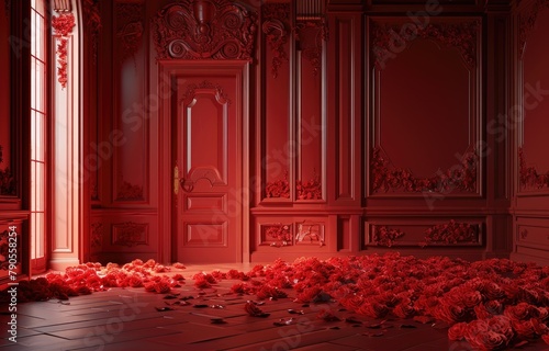 Red Romance: Luxurious Room with Roses