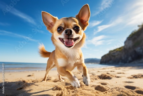 Chihuahua happy dog run on the beach © Wayan Palmieri