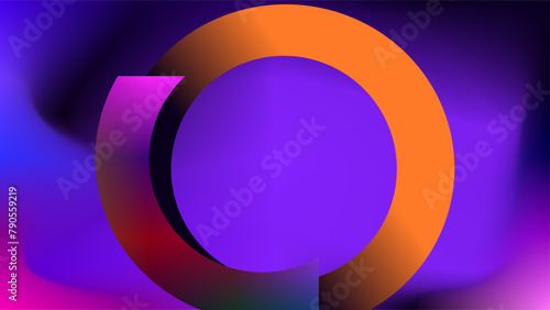 3D color orange and random gradient circle ring with colorful mesh gradient background