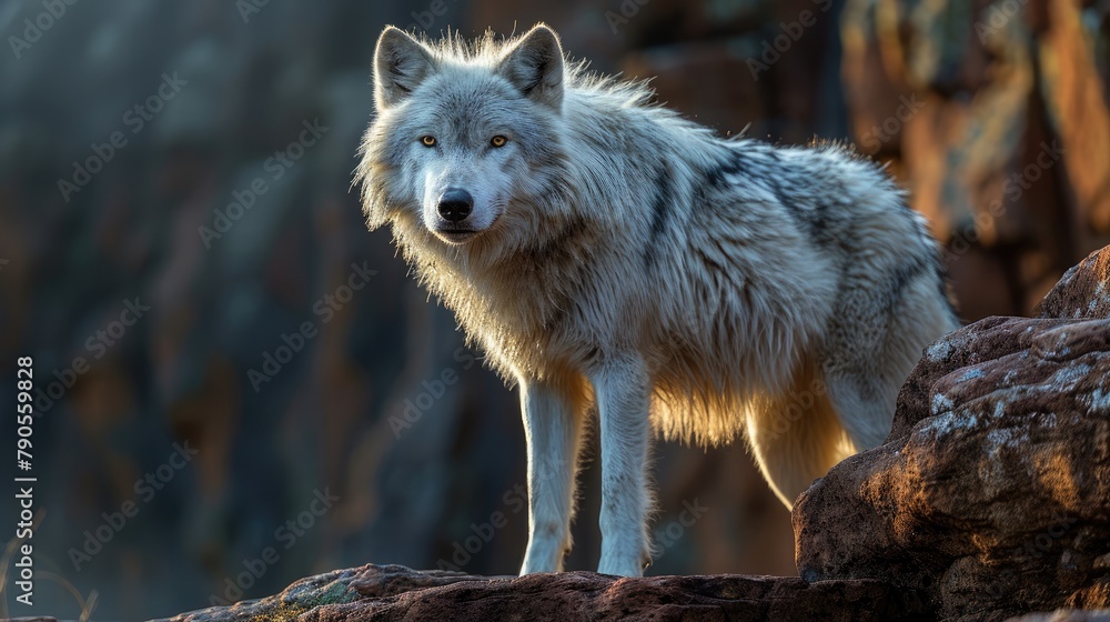Obraz premium Majestic Gray Wolf in Sunlight