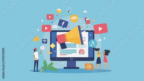 Wallpaper Mural A laptop screen with a hand pointing to an email icon Torontodigital.ca