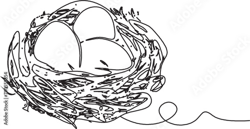 Nest of The European turtle dove Streptopelia turtur