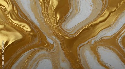 Gold fluid art marbling paint textured background, Generative.AI 
