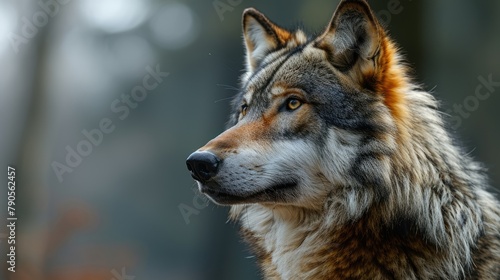 Intense Gaze of a Forest Wolf