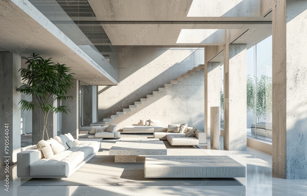 Fototapeta premium Minimalist Modern Living Room