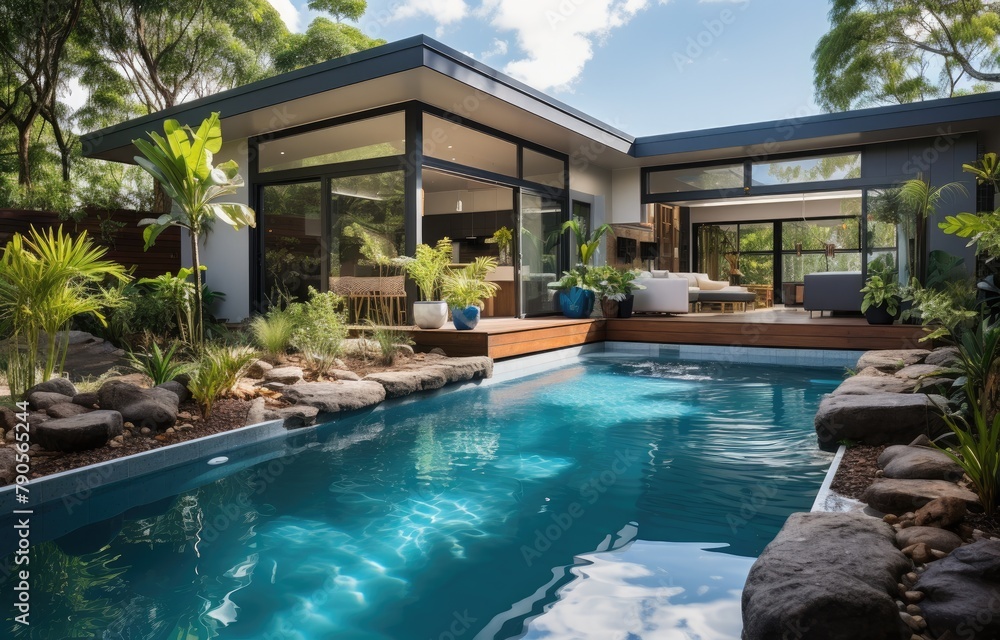 Modern Home with Pool and Garden