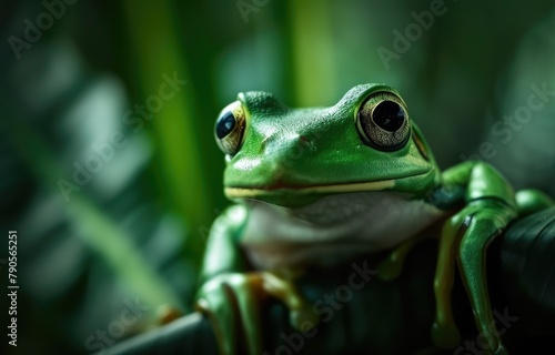 Vivid Green Frog on Branch