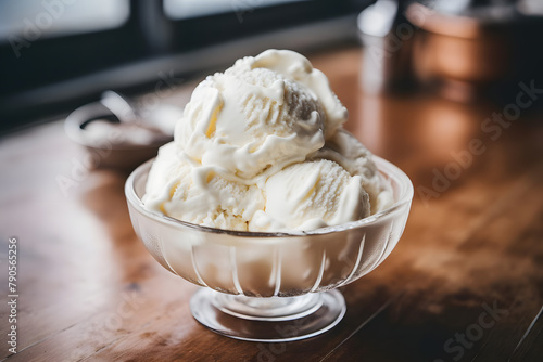 Vanilla Ice Cream, Classic, creamy ice cream, perfect for sundaes photo
