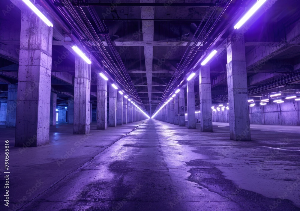 Neon Glow in Underground Parking