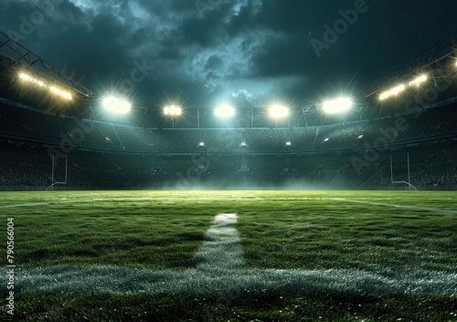 Nighttime Stadium Lights and Cloudy Skies