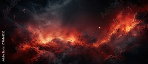 Dark and red nebula with bright orange center