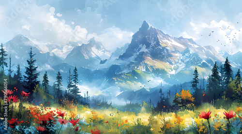 Mountain Moods: Watercolor Panorama Enhanced with Interactive AR Features
