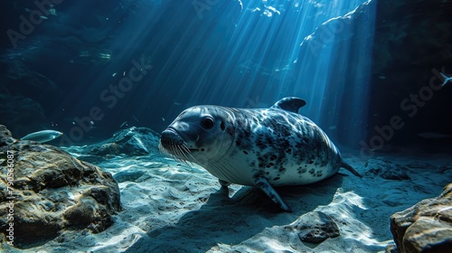 Sunlit Seal Underwater © peacehunter