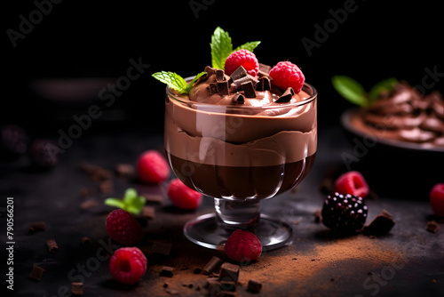 Chocolate Mousse, Silky, chocolaty dessert, velvety in texture photo
