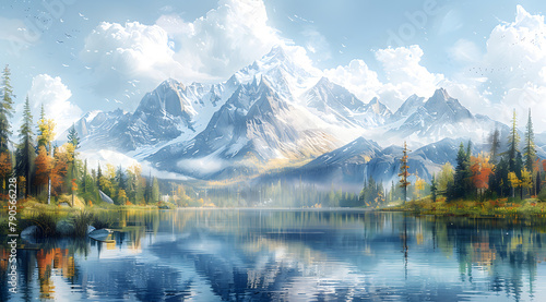 AR Mountain Ecosystem: Dynamic Watercolor Landscape with Interactive Elements © Thien Vu