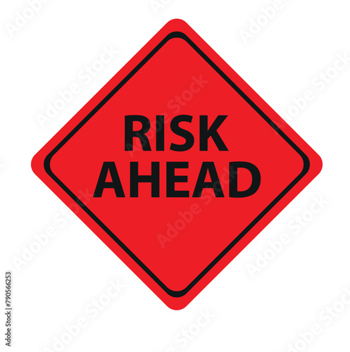 yellow road sign as a warning of risk ahead