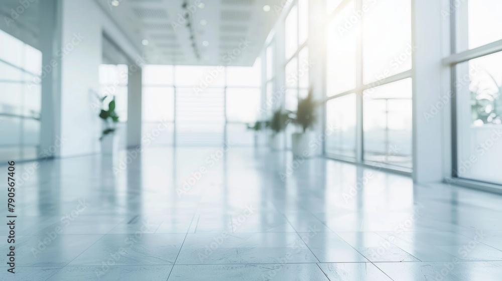 Spacious Office Lobby with Sunlight and Plants Spacious Office Lobby with Sunlight and Plants