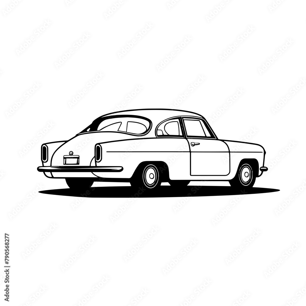 This is a sleek sports car illustration showcasing a classic design with modern wheels