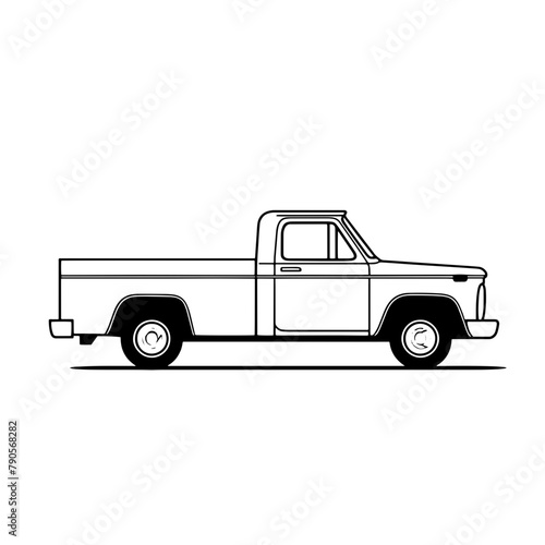 White pickup truck isolated on a clean background