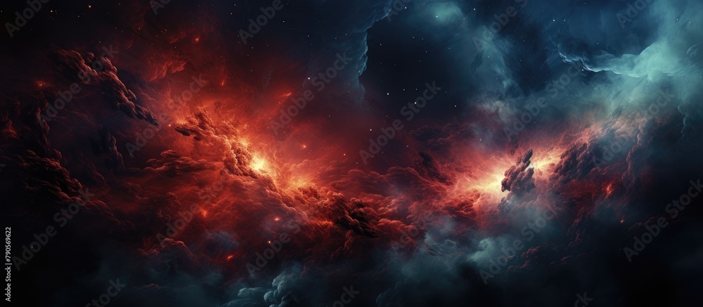 Dark and red celestial cloud with distant stars