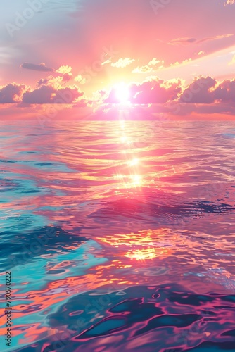 sunset in the sea with pastel colors golden hour