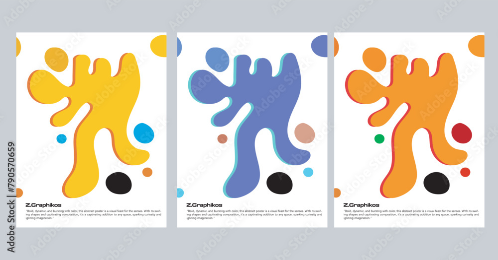 Naklejka premium Hand drawn abstract boho wall art minimalist covers set vector